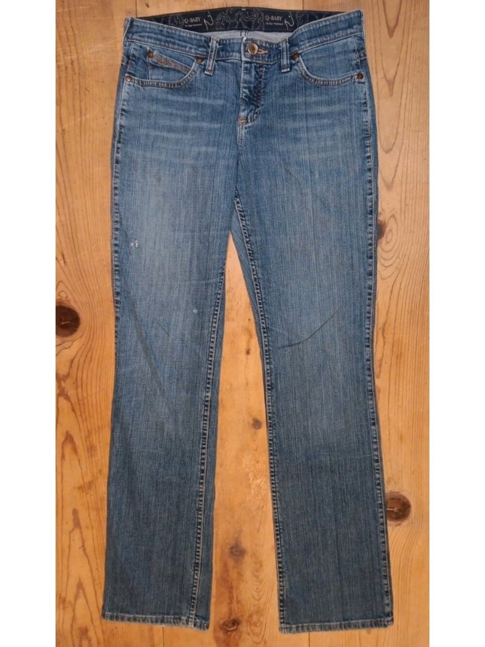 Wrangler Q-Baby Ultimate Riding Jeans Women 7/8 Blue Bootcut WRQ20TB 33x35